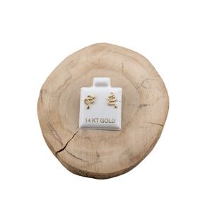 Gold Snake Stud Earrings Minimalist Wavy Serpent 14k Gold Sinuous Snake Helix**